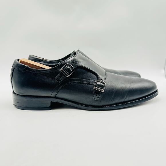 Cole Haan Shoes Mens 10 Black Leather Monkstrap Dress Vintage Slip On Loafer - Picture 1 of 11